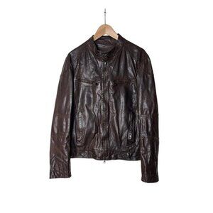 M0851 Men’s Leather Moto Brown Jacket 38 39 ￼1679